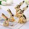 4 Pcs Easter Decorations Golden Bunny Figurines Set 4.5'' and 3'' Ceramic Easter Rabbit Statue Vintage Bunny Figurine Gifts for Home Office Table Decor Spring Easter Party Supplies (L, S)